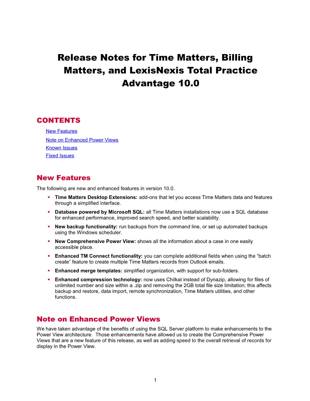 Release Notes For Time Matters 10