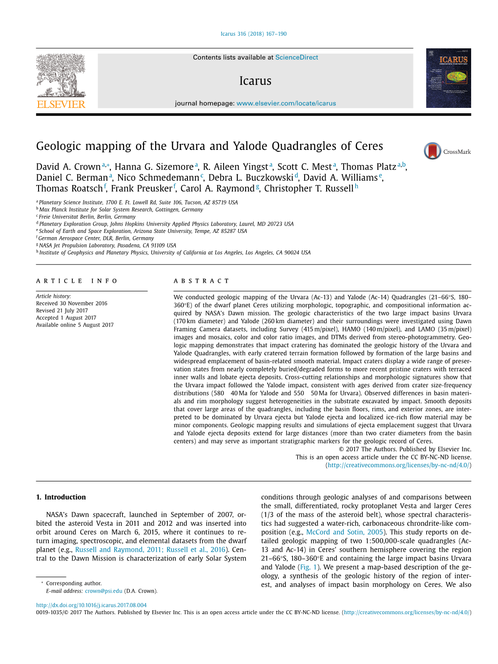 Geologic Mapping of the Urvara and Yalode Quadrangles of Ceres