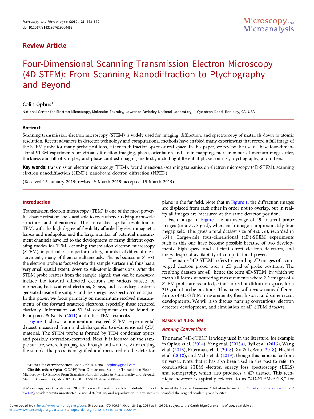 4D-STEM): from Scanning Nanodiffraction to Ptychography and Beyond