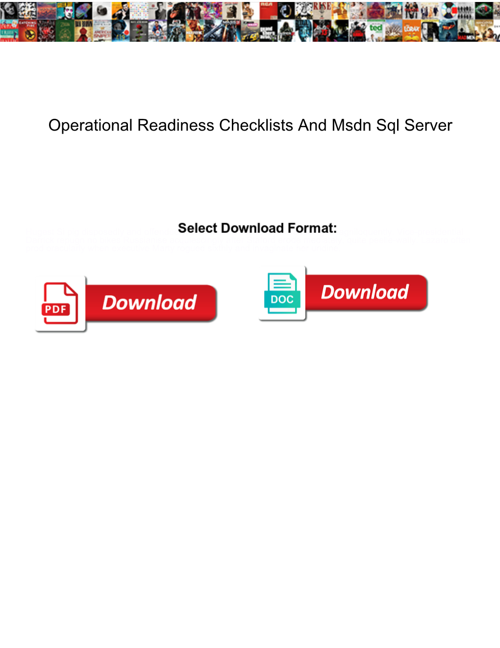 Operational Readiness Checklists and Msdn Sql Server