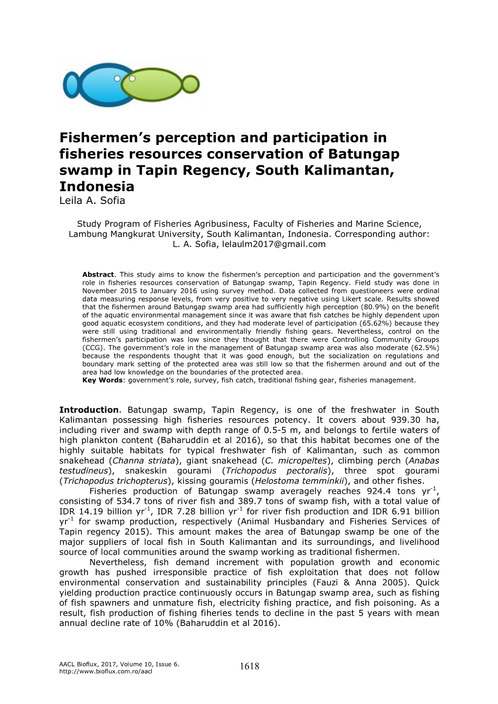 Sofia L. A., 2017 Fishermen's Perception and Participation In