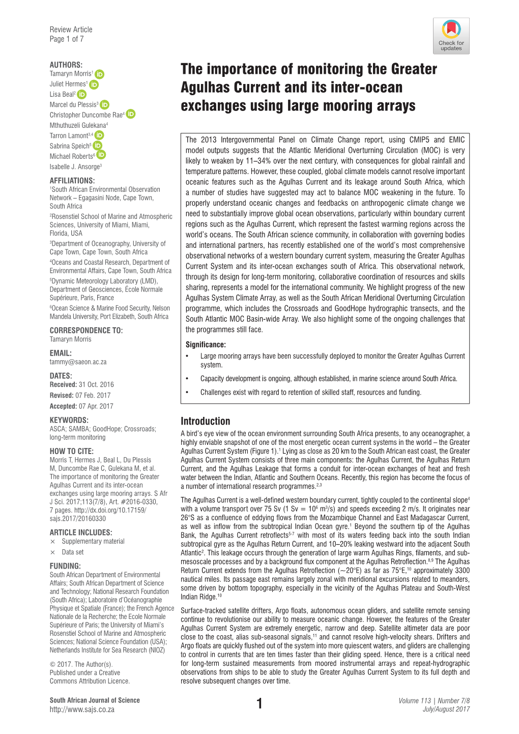 The Importance of Monitoring the Greater Agulhas Current and Its