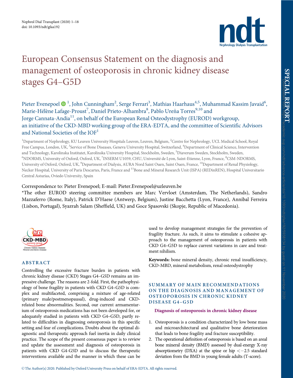 European Consensus Statement on the Diagnosis and Management Of