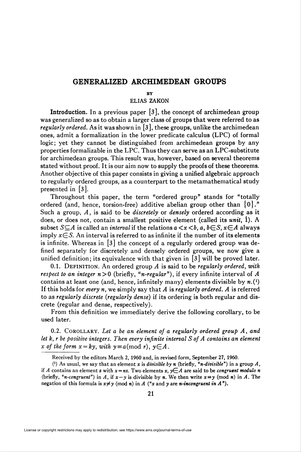 Generalized Archimedean Groups 23