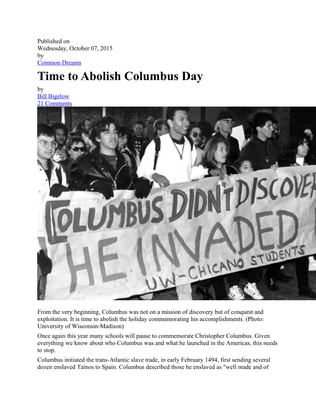 Time to Abolish Columbus Day