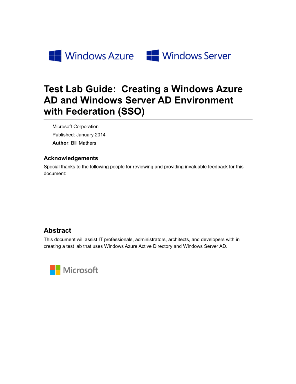 Test Lab Guide: Creating a Windows Azure AD and Windows Server AD Environment with Federation