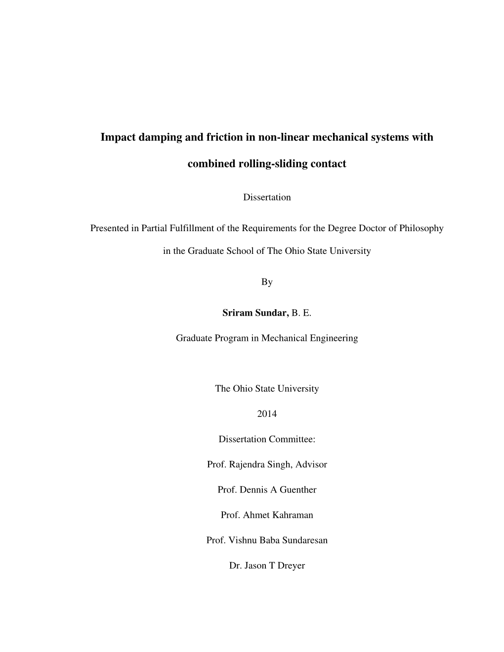 Impact Damping and Friction in Non-Linear Mechanical Systems with Combined Rolling-Sliding Contact