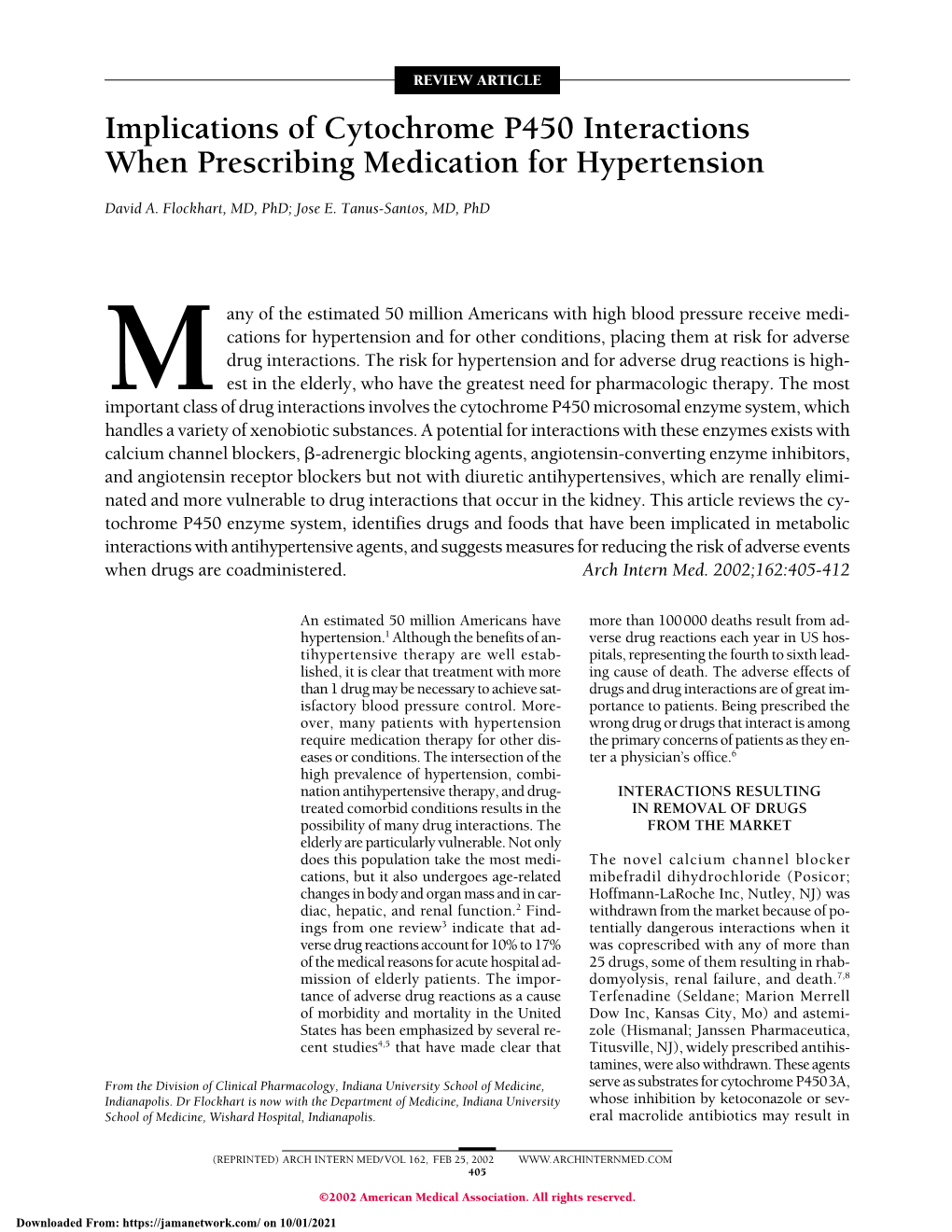 Implications of Cytochrome P450 Interactions When Prescribing Medication for Hypertension