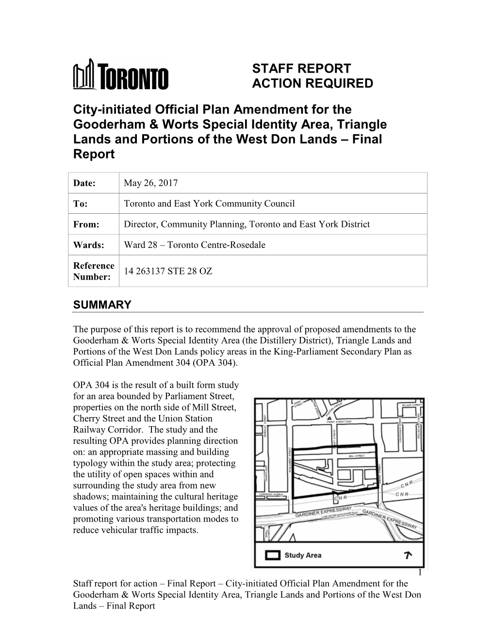 City-Initiated Official Plan Amendment for the Gooderham & Worts Special Identity Area, Triangle Lands and Portions of the West Don Lands – Final Report