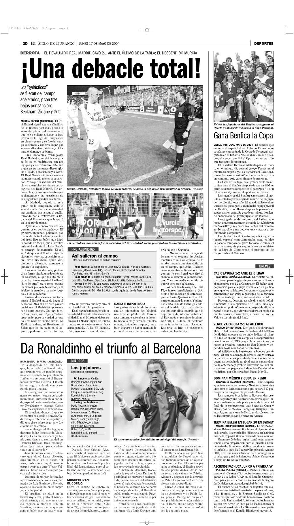 Da Ronaldinho El Triunfo Al Barcelona Al Atlético No Le Bastó Con Sus Buenos Propó- Sitos