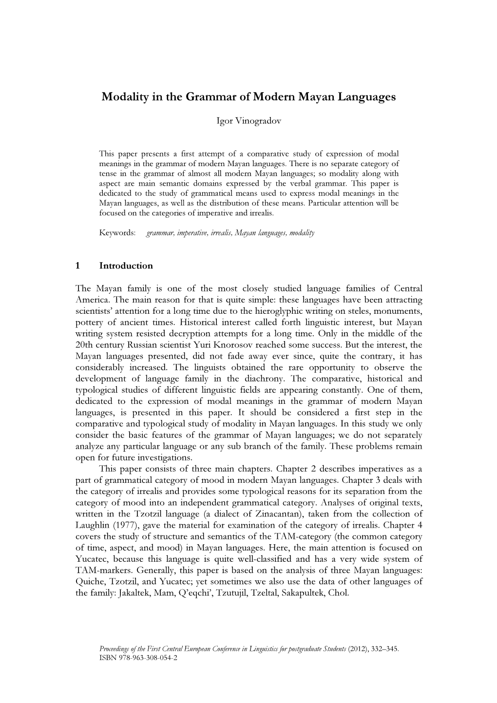 Modality in the Grammar of Modern Mayan Languages