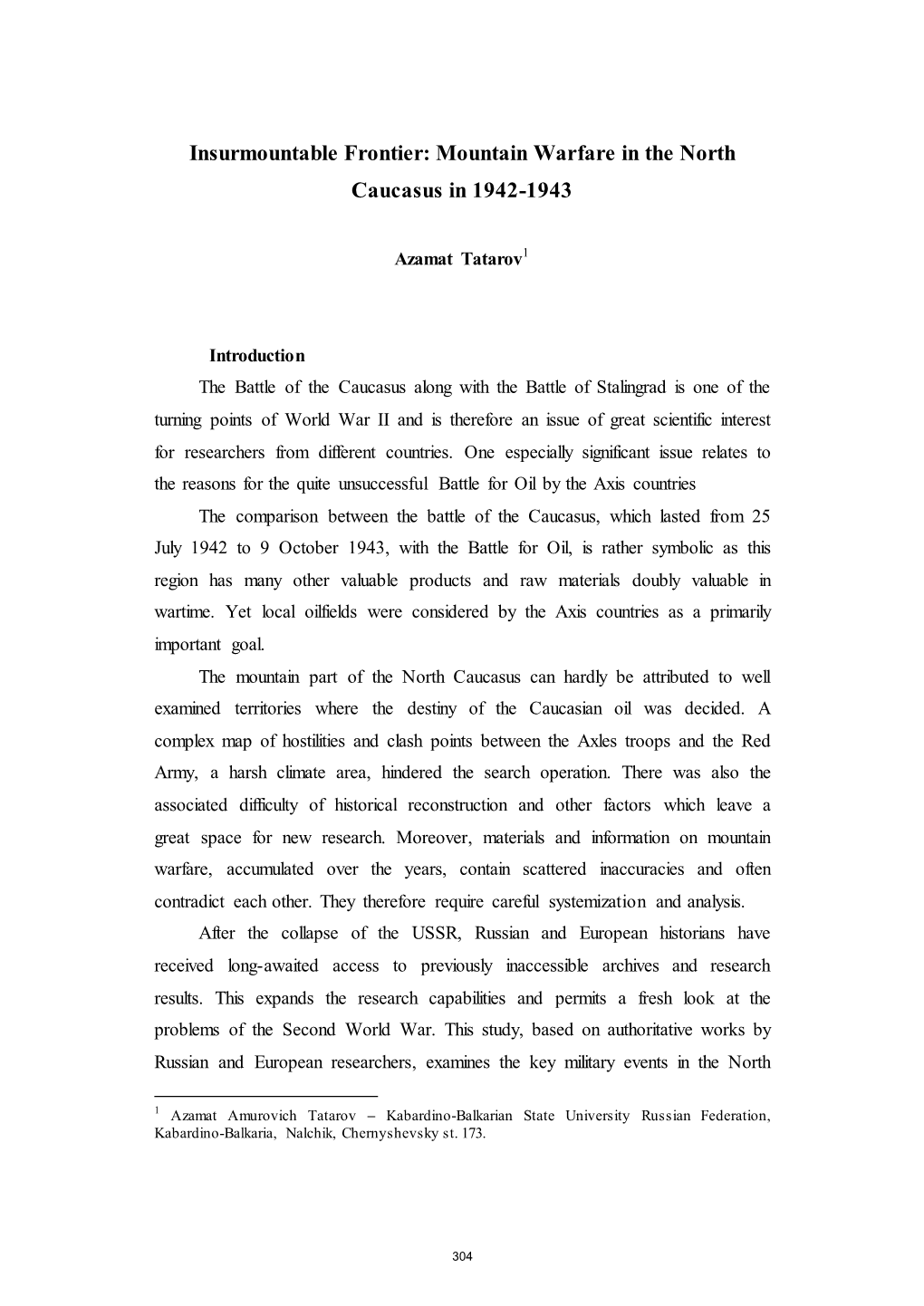 Mountain Warfare in the North Caucasus in 1942-1943