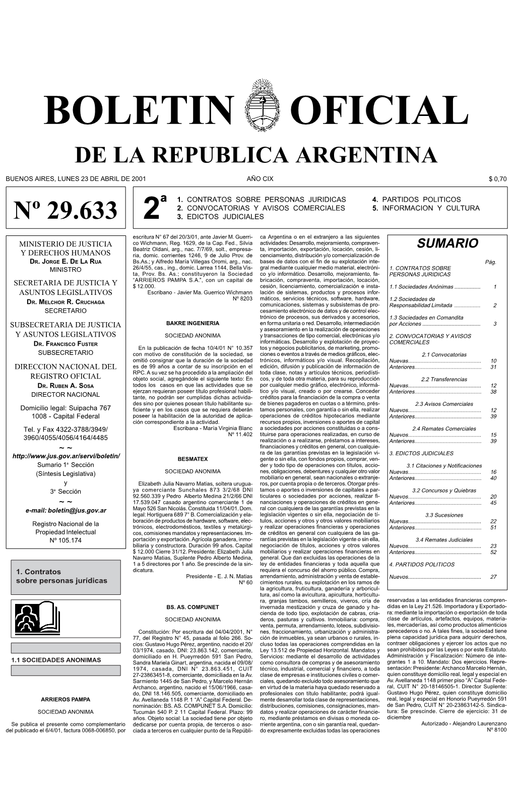 Boletin Oficial De La Republica Argentina