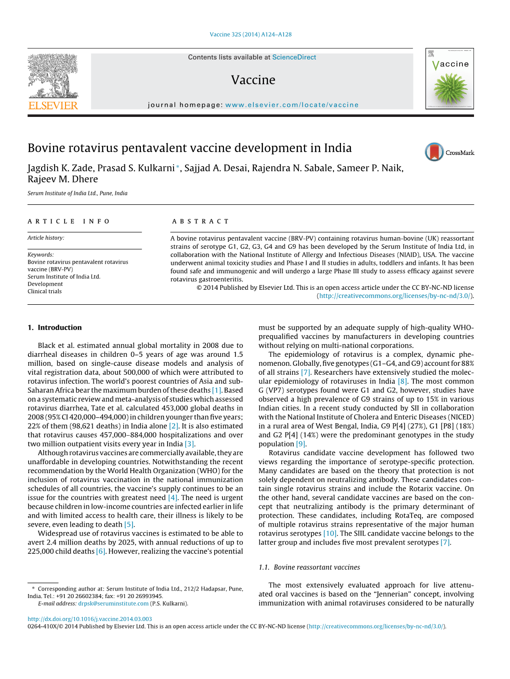 Bovine Rotavirus Pentavalent Vaccine Development in India
