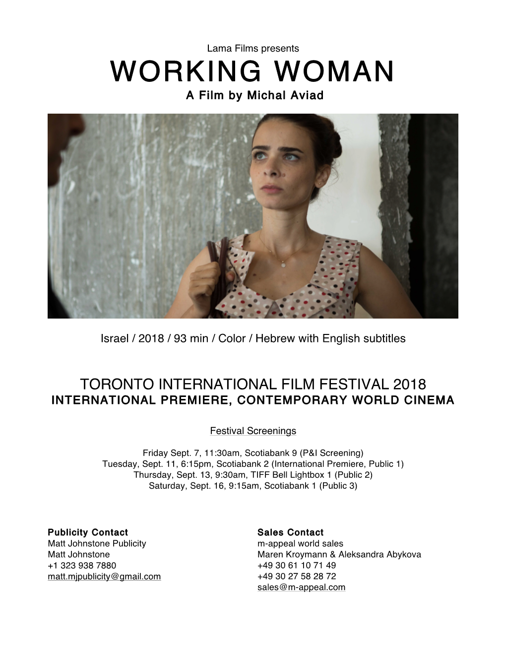 WORKING WOMAN a Film by Michal Aviad