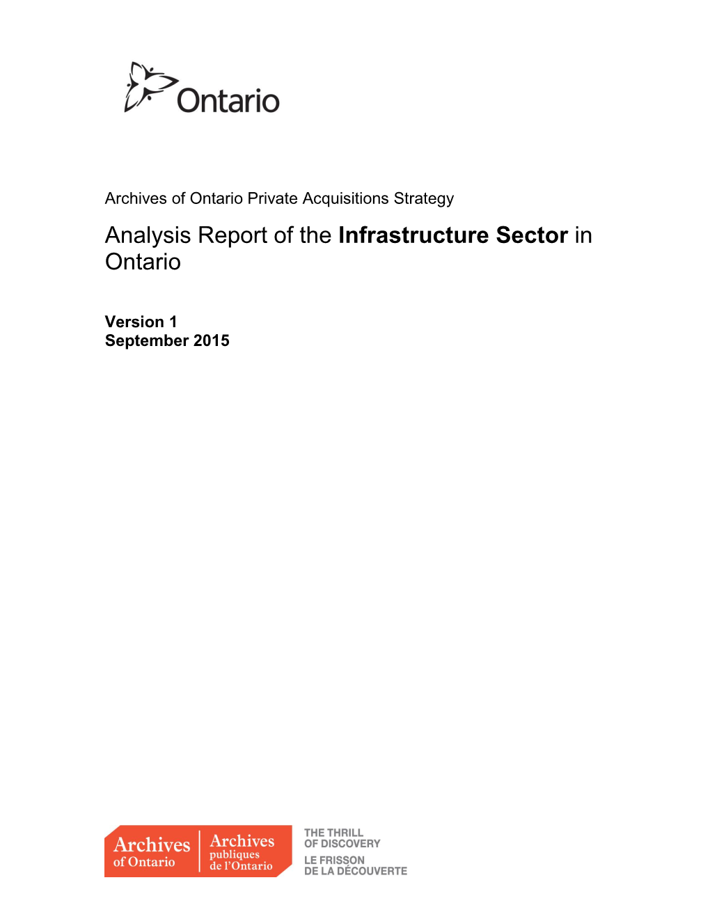 Analysis Report of the Infrastructure Sector in Ontario