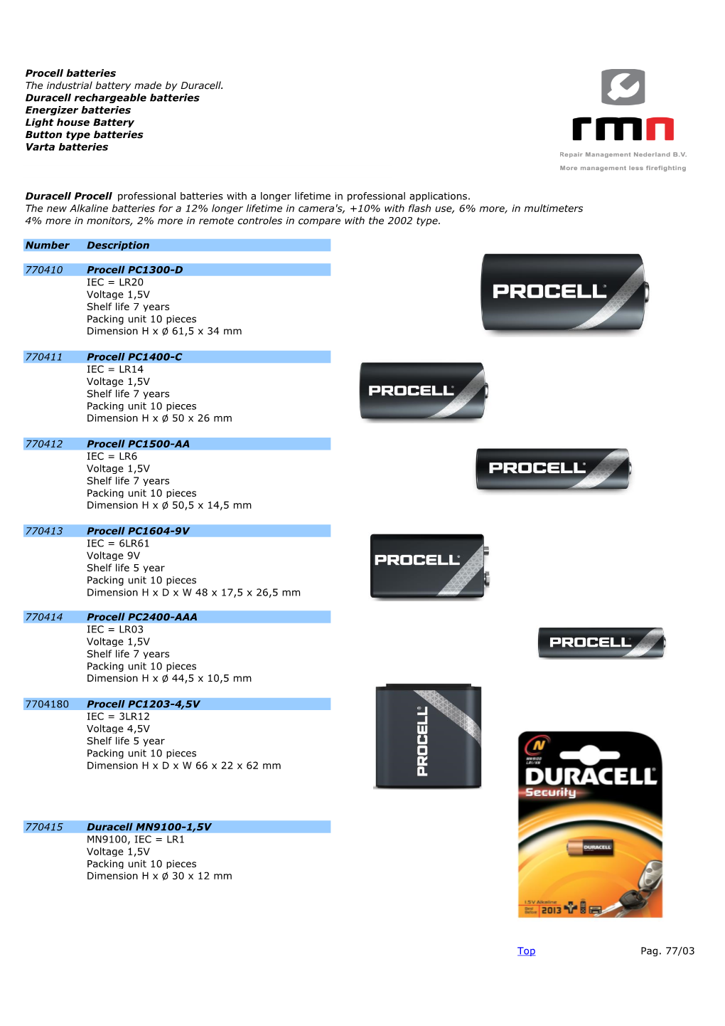 Duracell's Procell Industrial Batteries