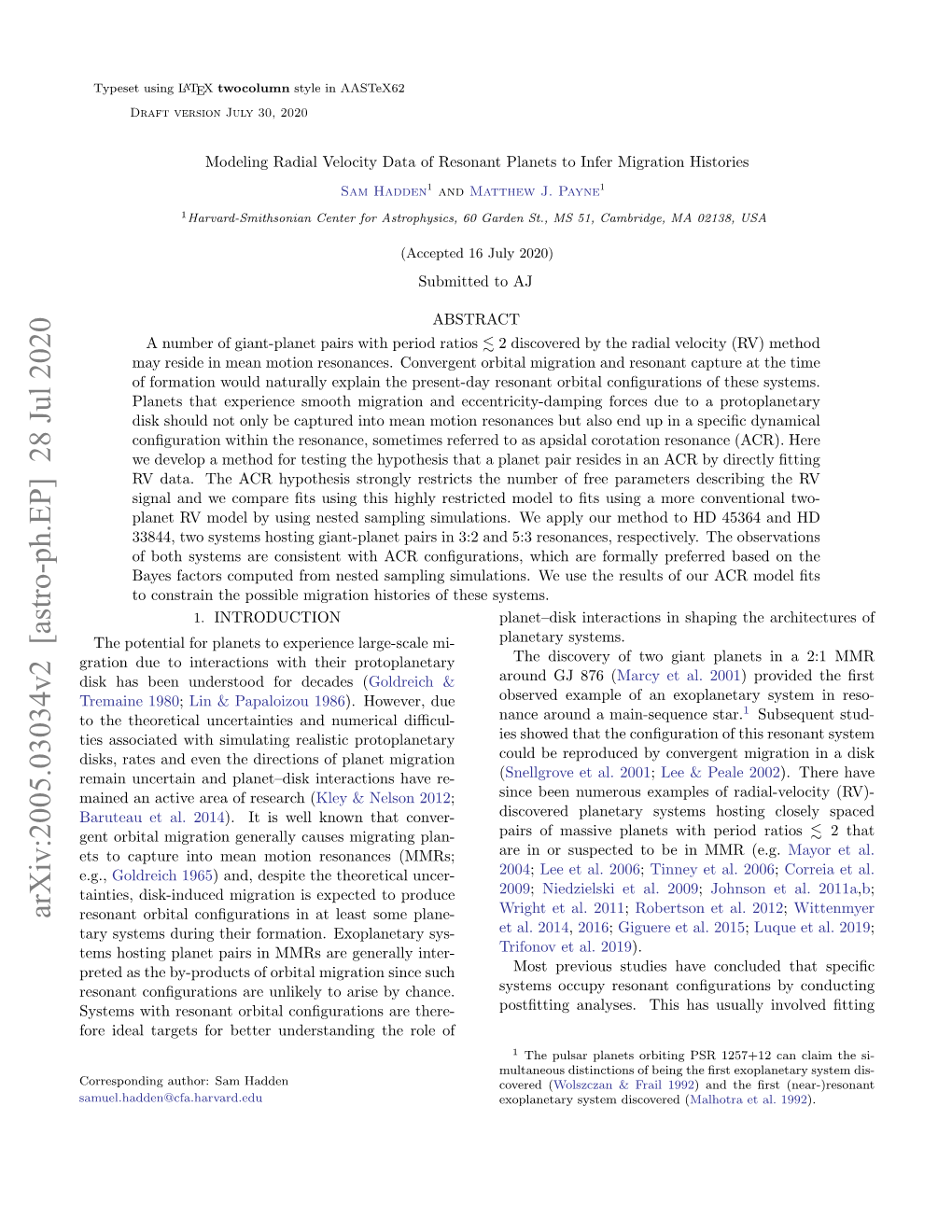 Modeling Radial Velocity Data of Resonant Planets to Infer Migration Histories