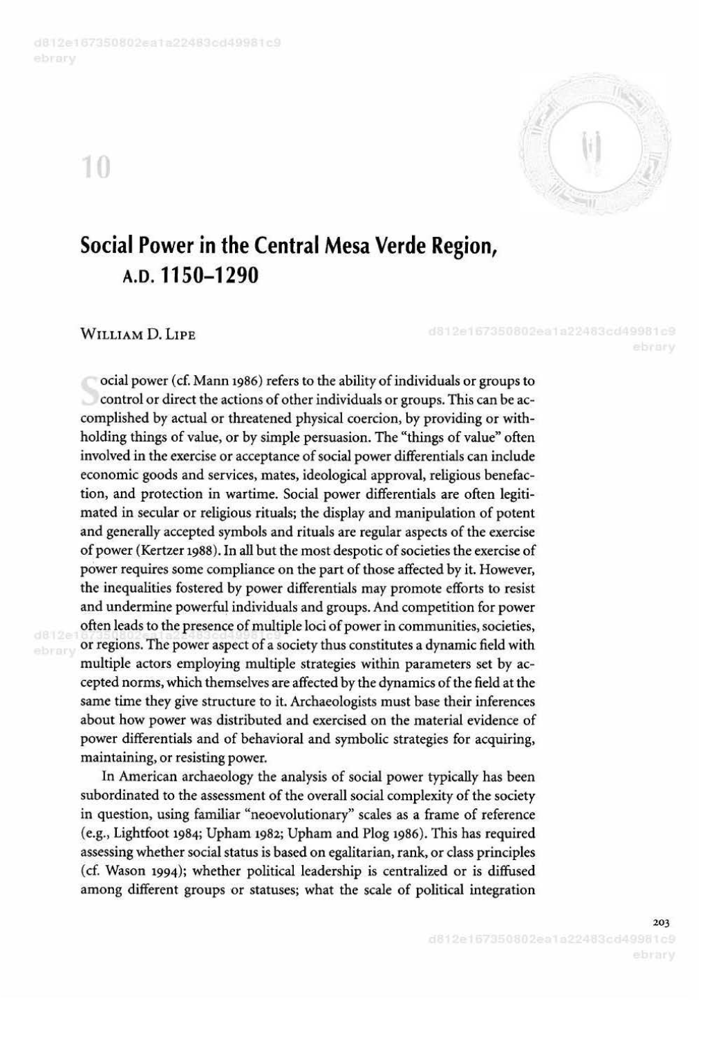 Social Power in the Central Mesa Verde Region, A.D