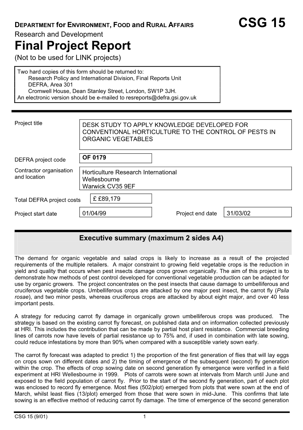 CSG 15 Research and Development Final Project Report (Not to Be Used for LINK Projects)