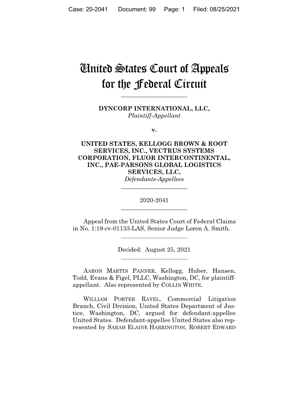 DYNCORP INTERNATIONAL, LLC, Plaintiff-Appellant