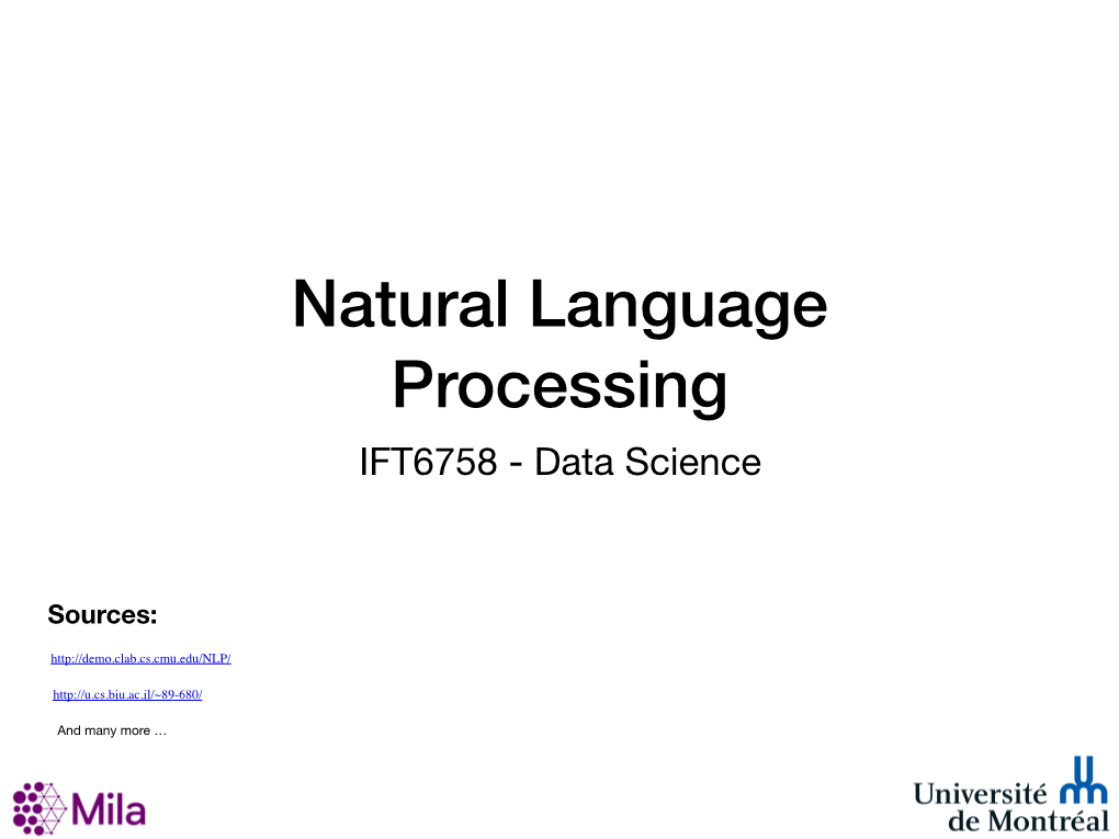 Natural Language Processing IFT6758 - Data Science