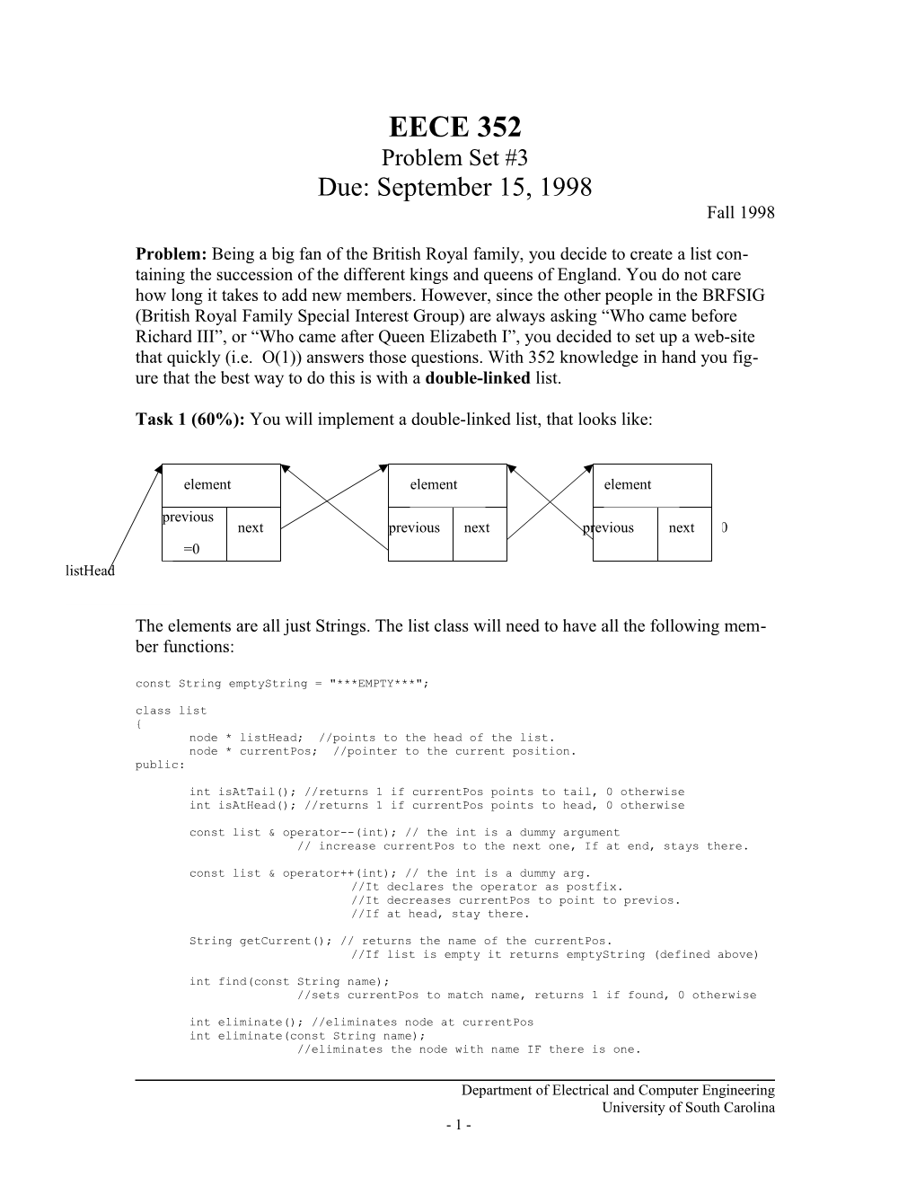 Task 1 (60%): You Will Implement a Double-Linked List, That Looks Like