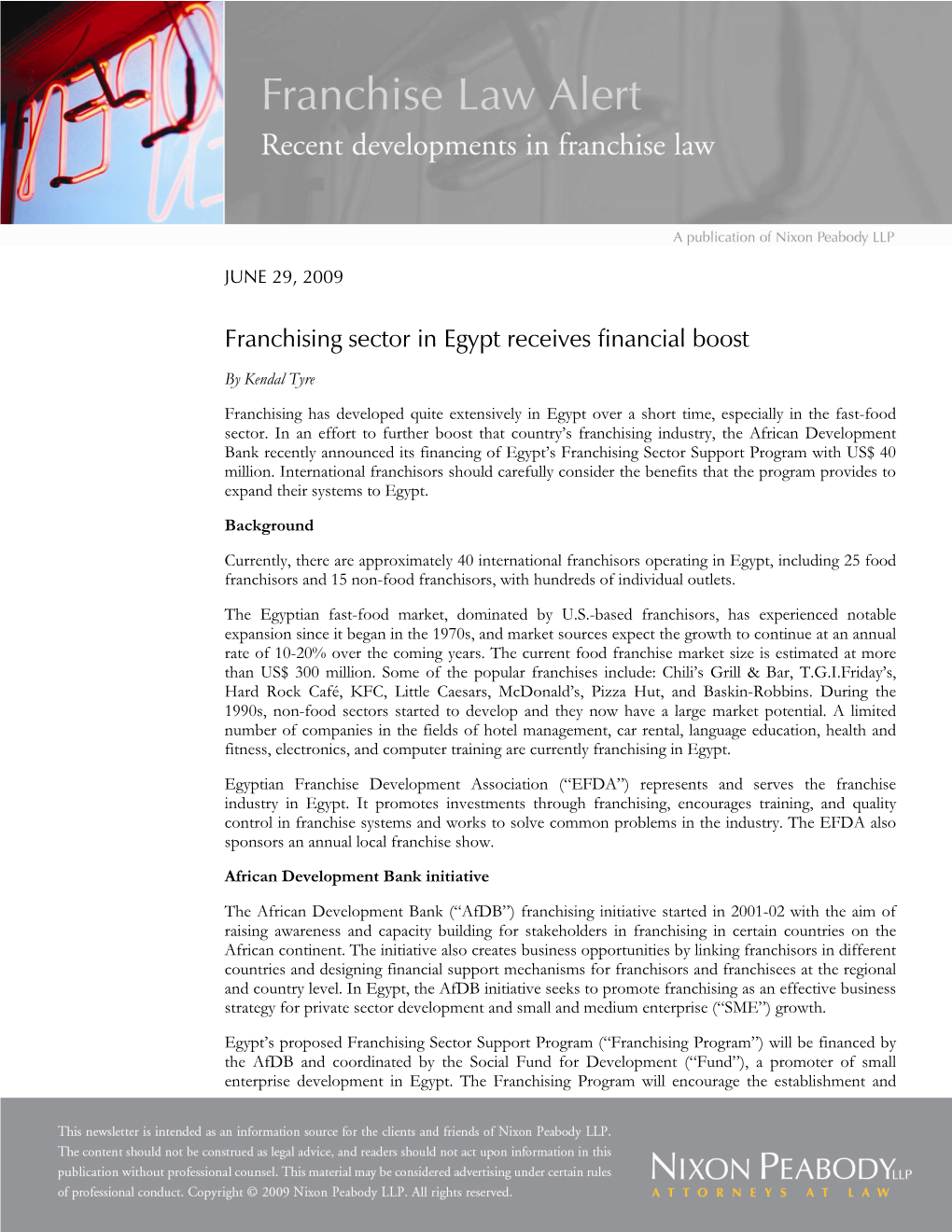 Franchising Sector in Egypt Receives Financial Boost