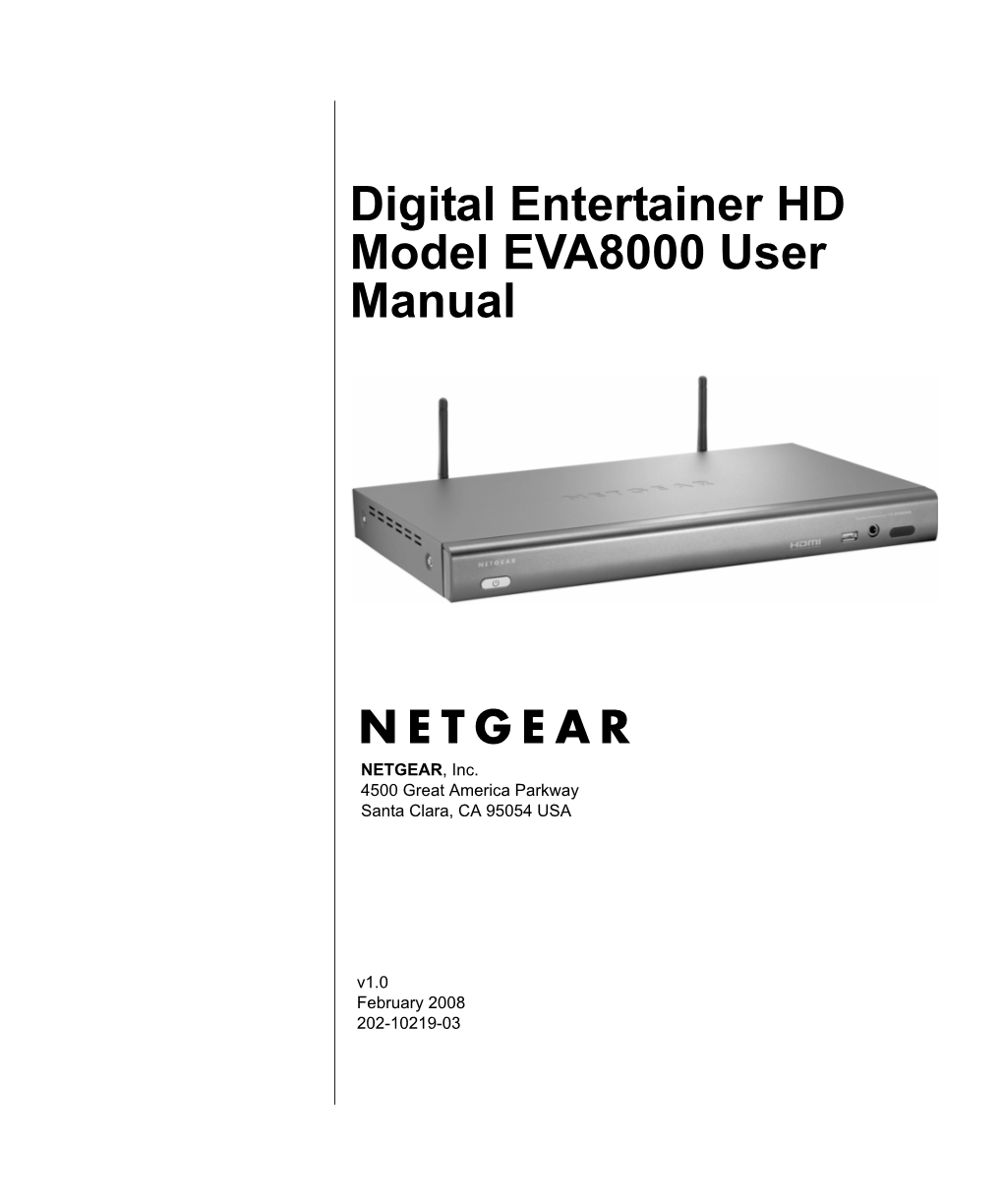 Digital Entertainer HD Model EVA8000 User Manual