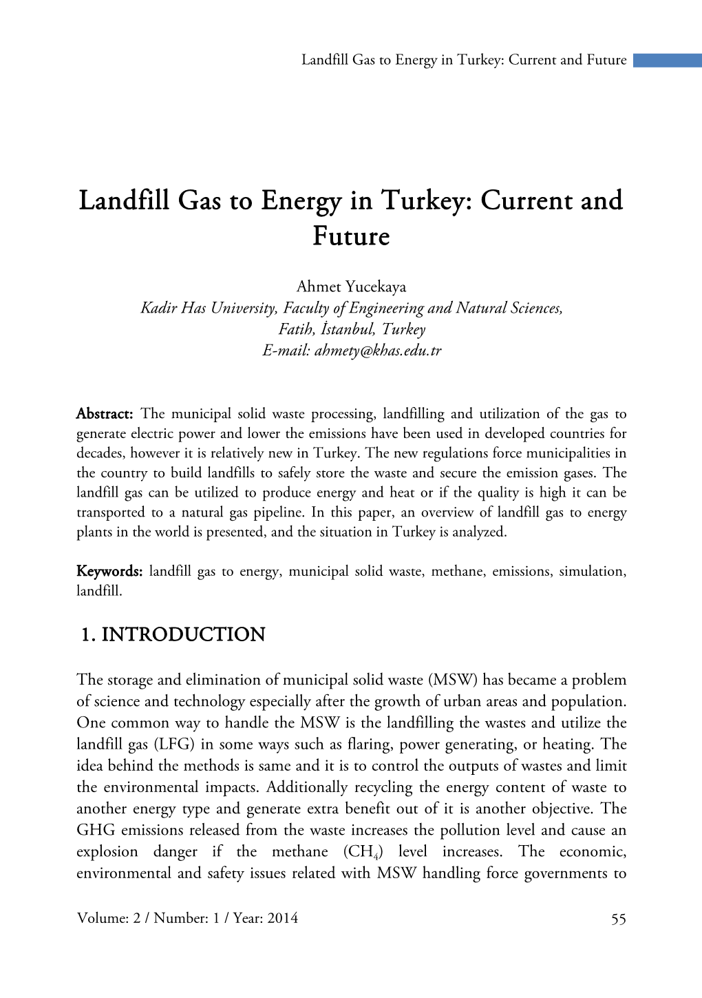 Landfill Gas to Energy in Turkey: Current and Future