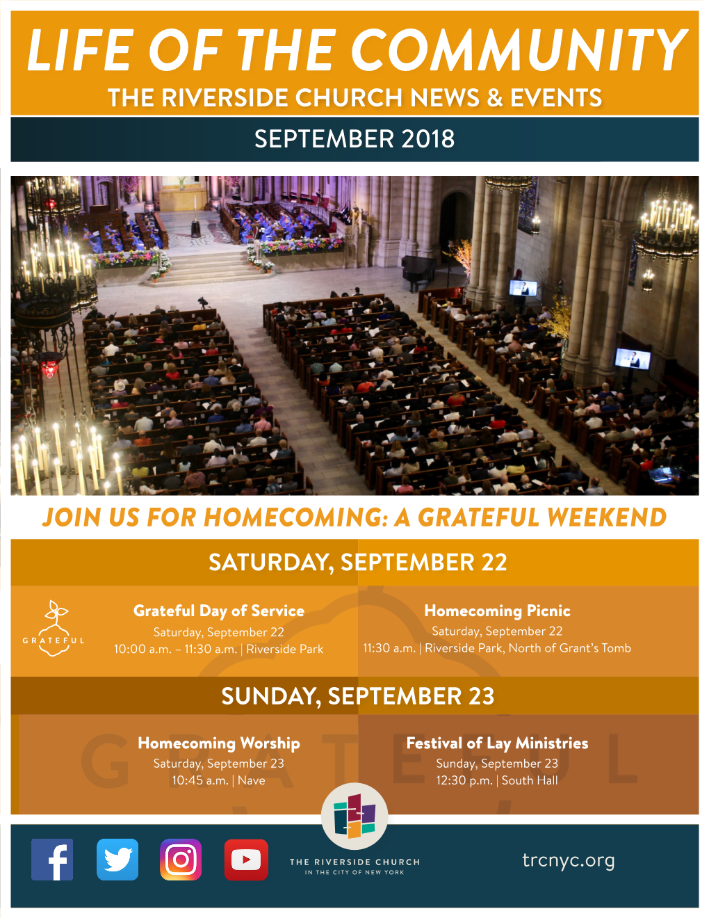 Life of the Community the Riverside Church News & Events September 2018