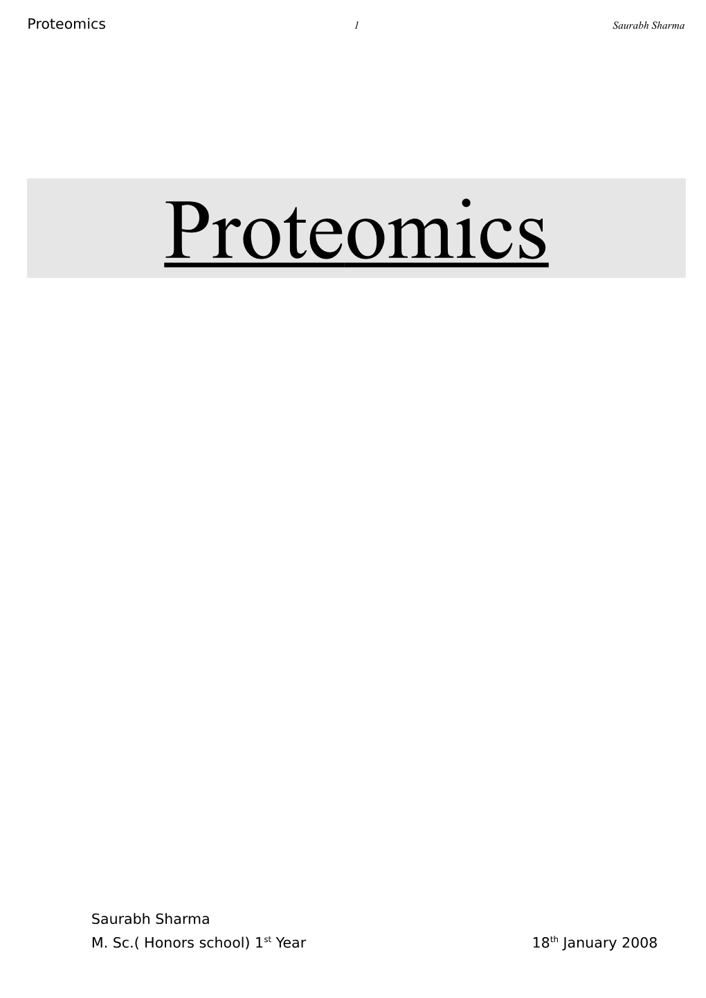 Proteomics 6 Saurabh Sharma