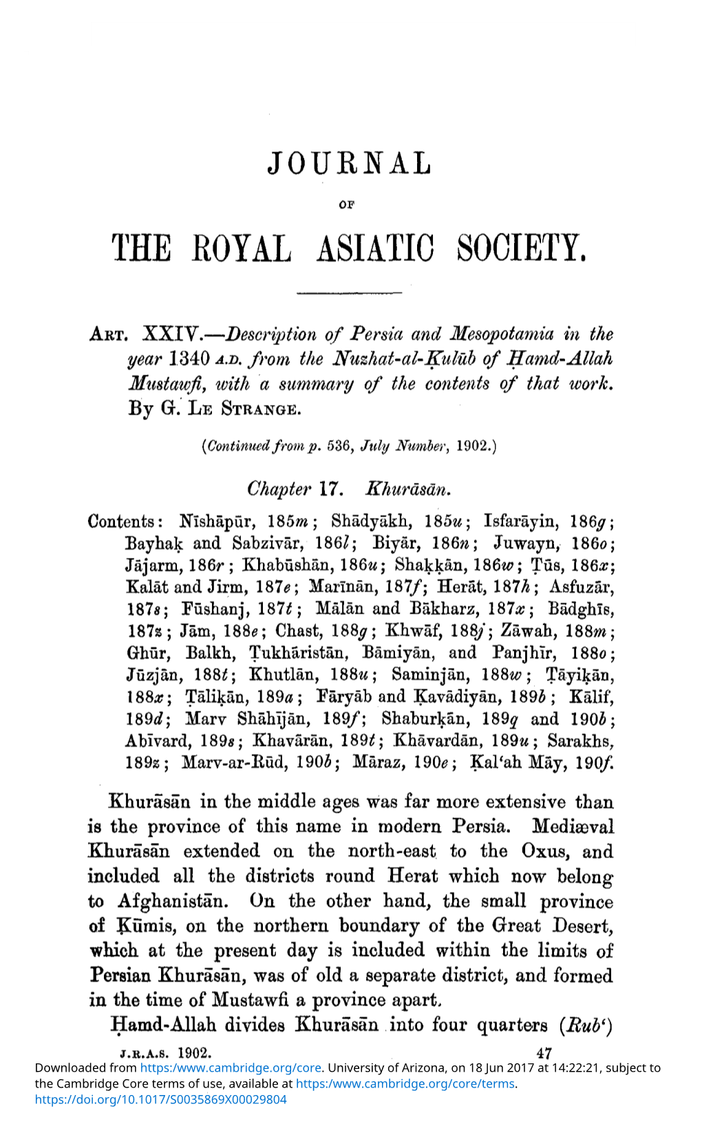 ART. XXIV.—Description of Persia and Mesopotamia in the Year 1340 A.B