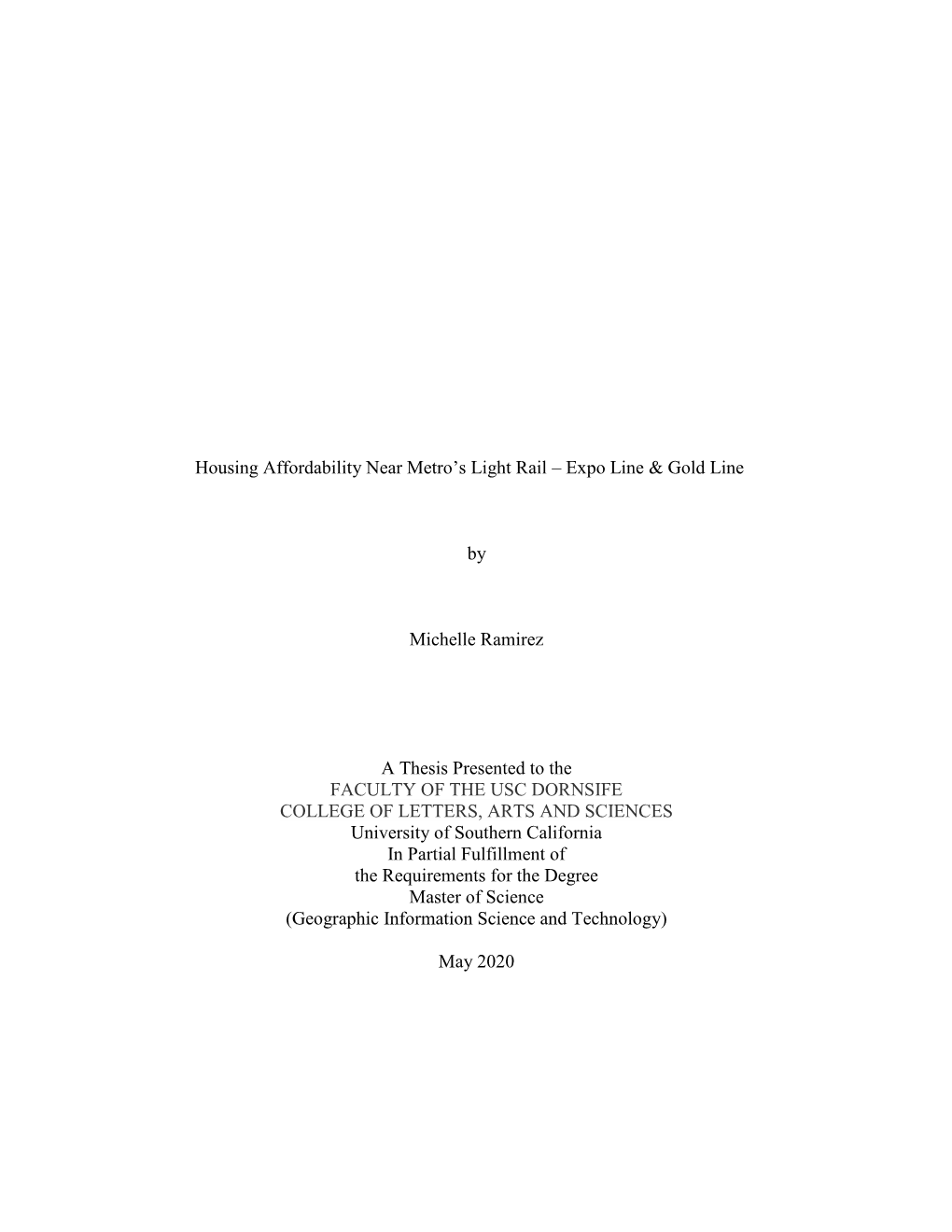 Housing Affordability Near Metro's Light Rail