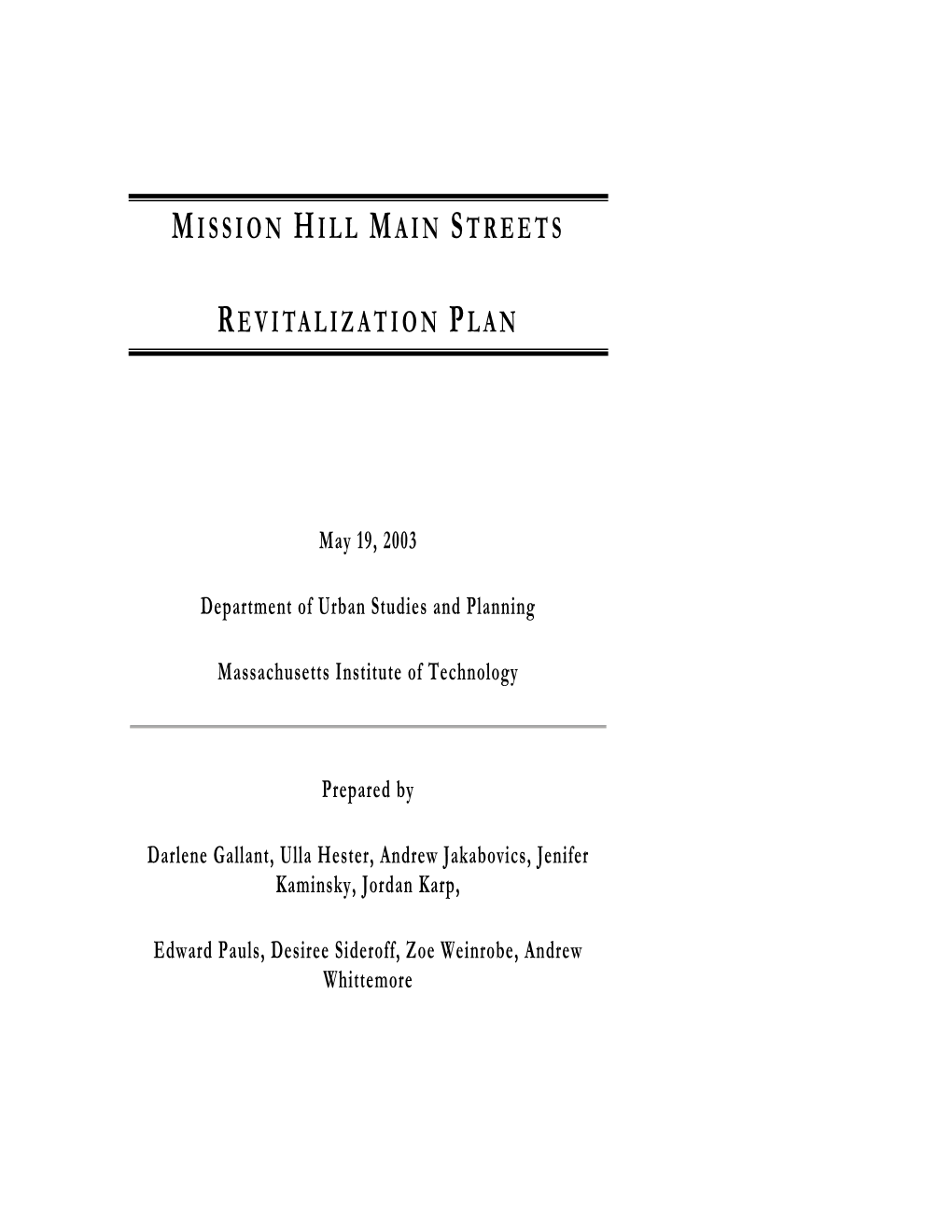 Mission Hill Main Streets Revitalization Plan