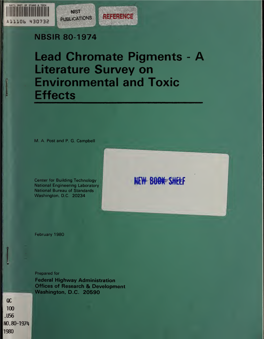 Lead Chromate Pigments - a Literature Survey on Environmental and Toxic Effects