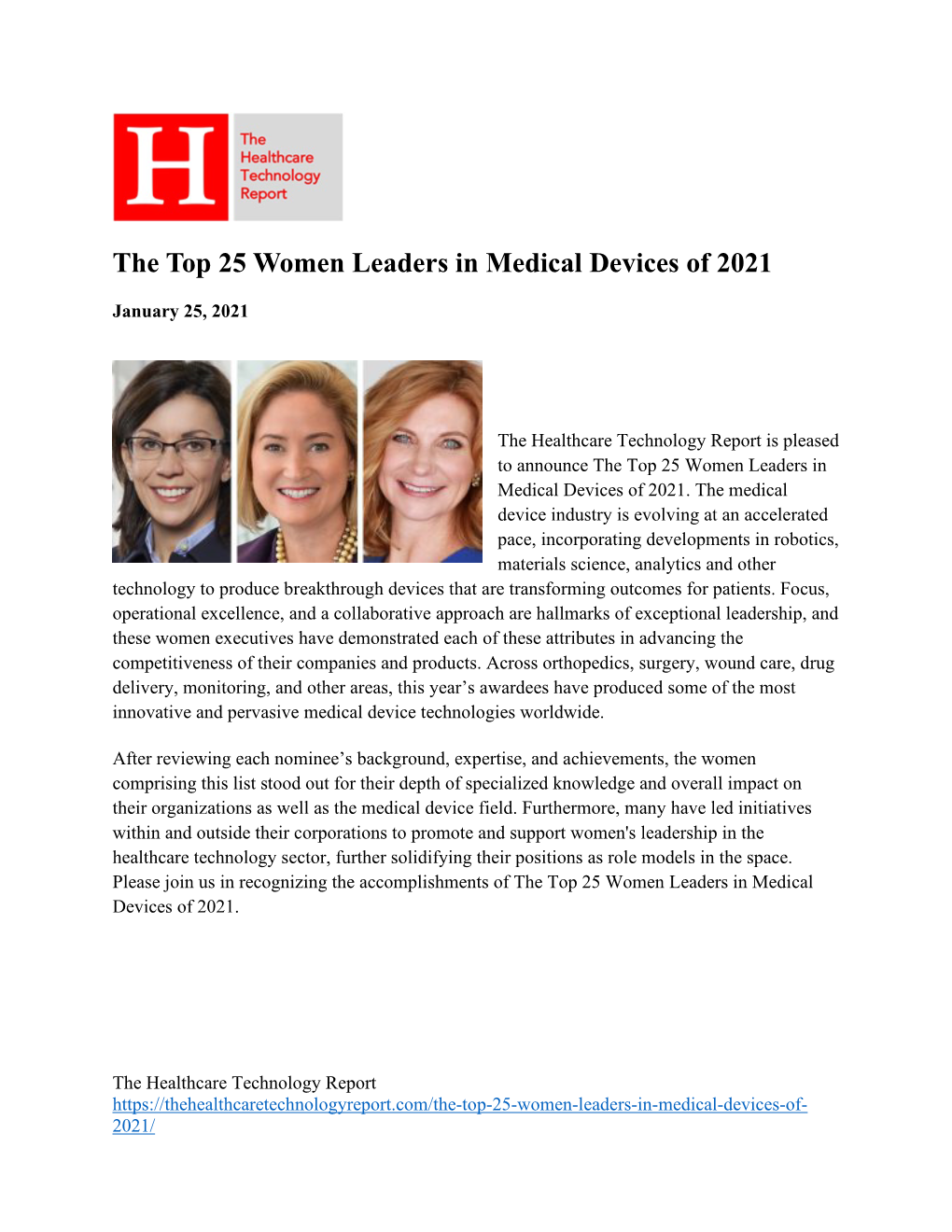 The Top 25 Women Leaders in Medical Devices of 2021