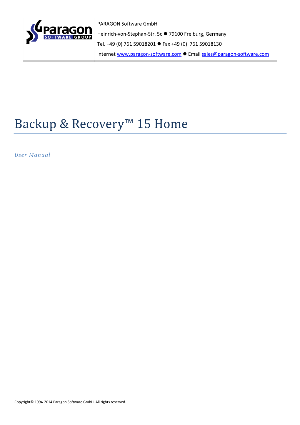 Backup & Recovery™ 15 Home