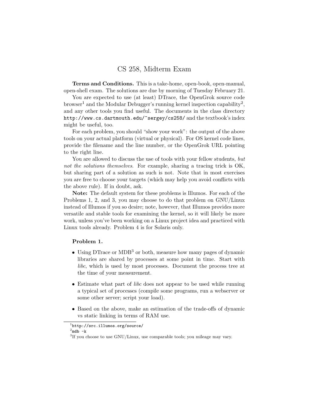 CS 258, Midterm Exam