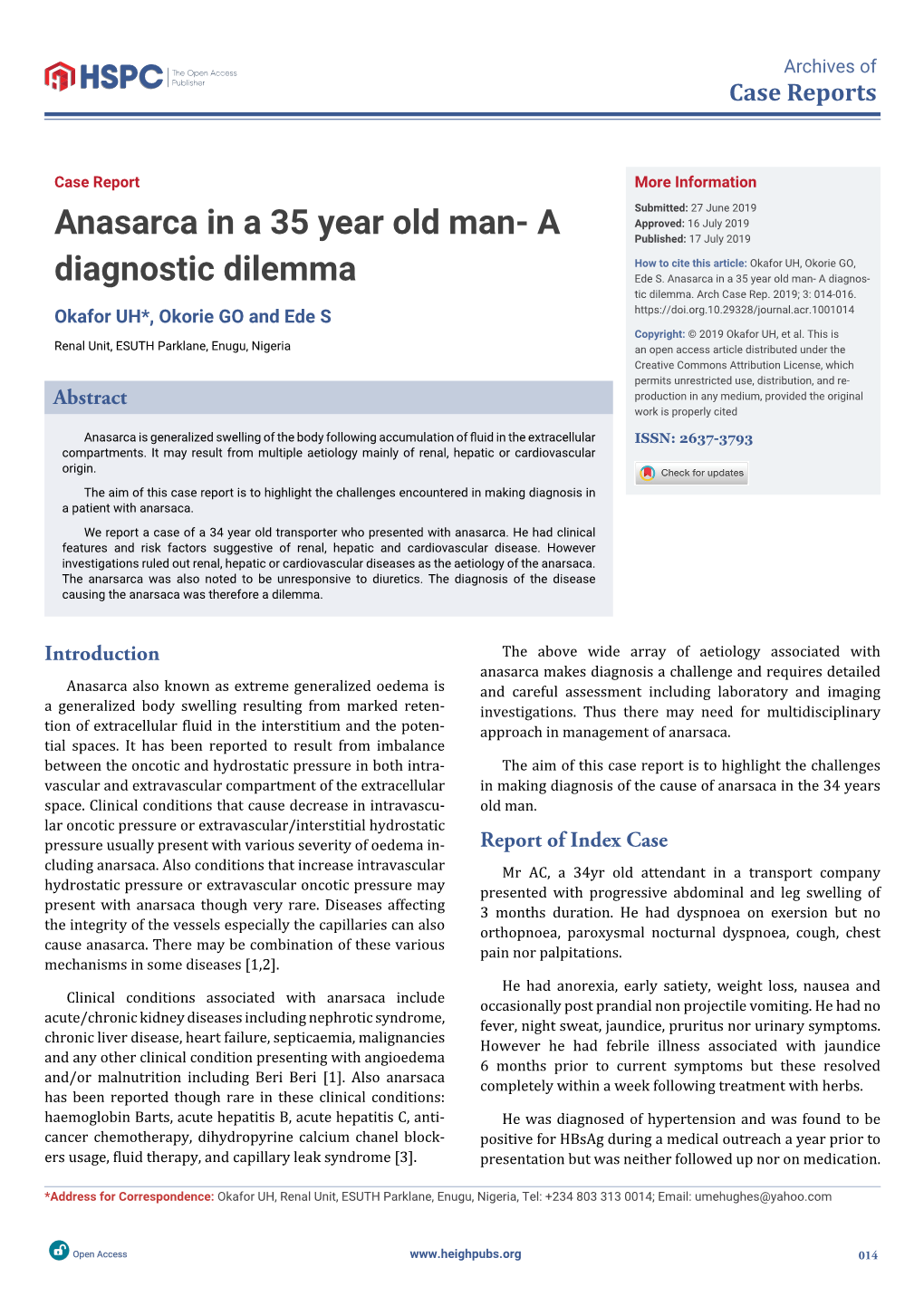 Anasarca in a 35 Year Old Man- a Diagnostic Dilemma
