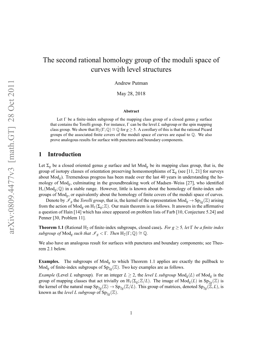 The Second Rational Homology Group of the Moduli Space of Curves With