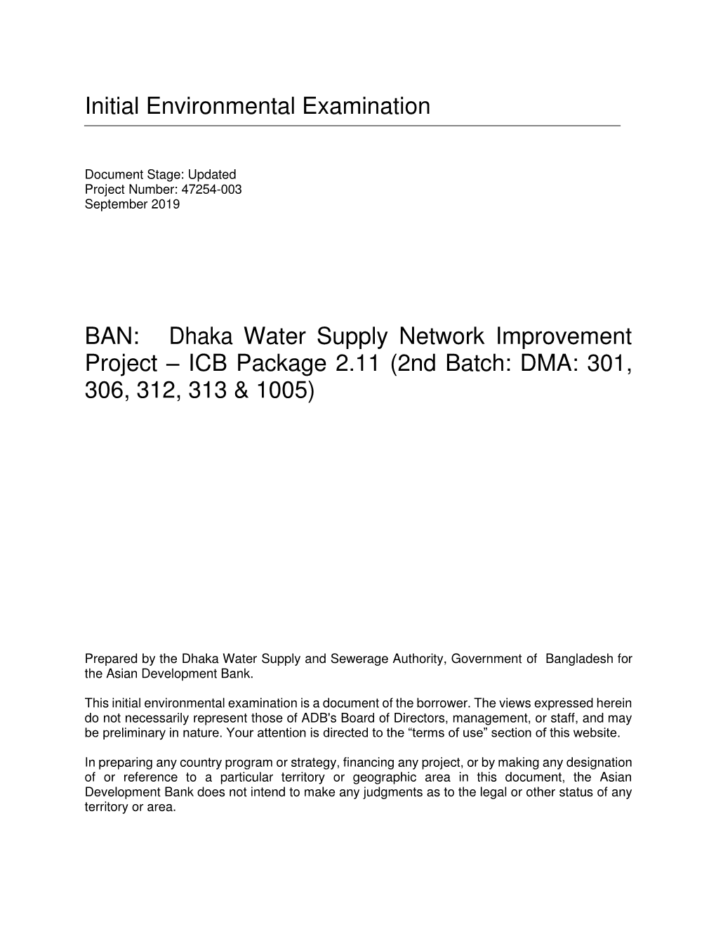 47254-003: Dhaka Water Supply Network Improvement