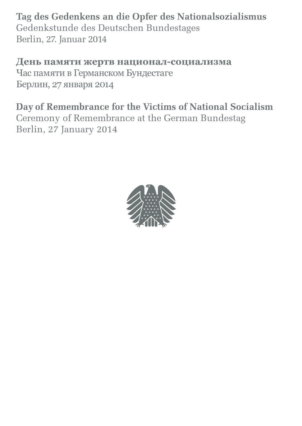 Tag Des Gedenkens an Die Opfer Des Nationalsozialismus Gedenkstunde Des Deutschen Bundestages Berlin, 27