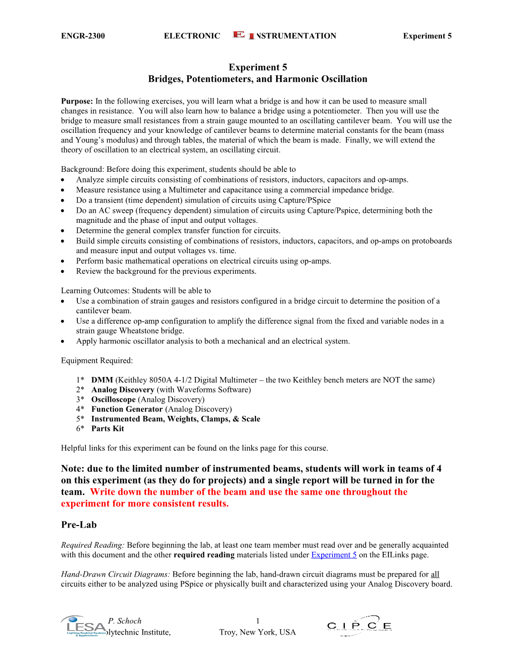 ENGR-2300 ELECTRONIC INSTRUMENTATION Experiment 5