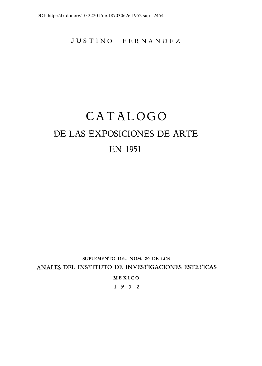 Catalogo De Las Exposiciones De Arte En 1951