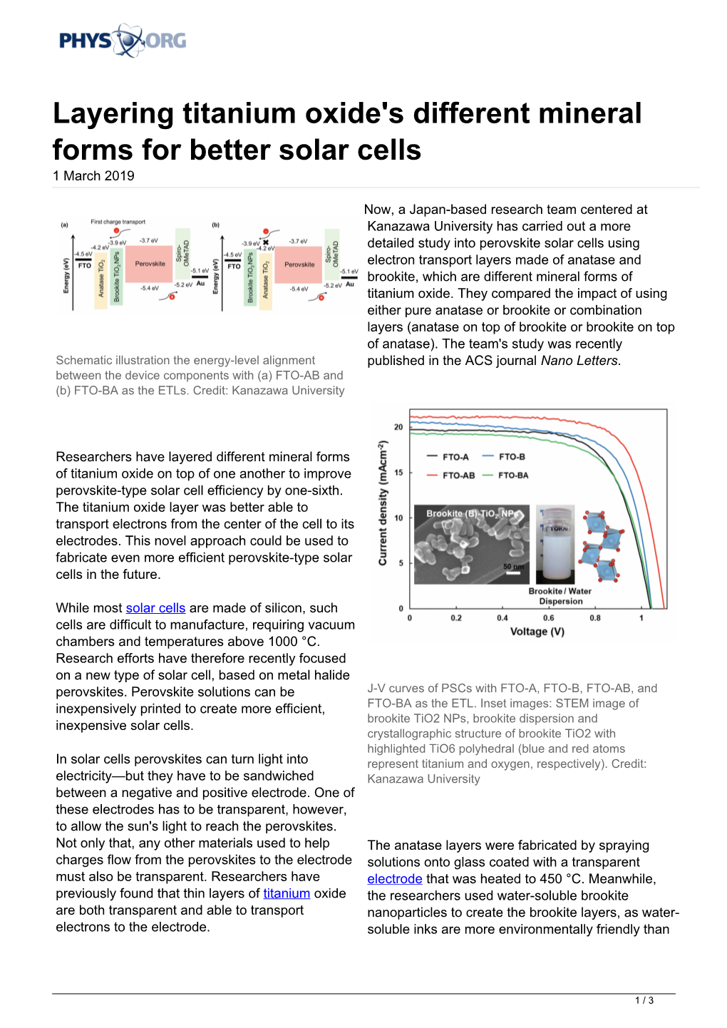 Layering Titanium Oxide's Different Mineral Forms for Better Solar Cells 1 March 2019