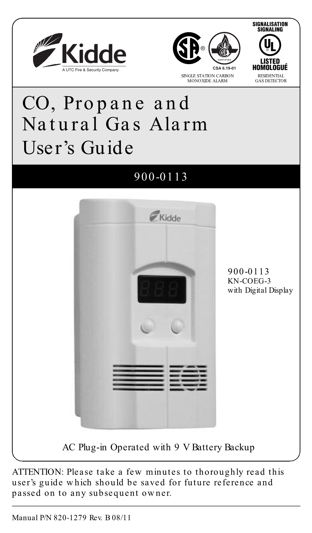 CO, Propane and Natural Gas Alarm User's Guide