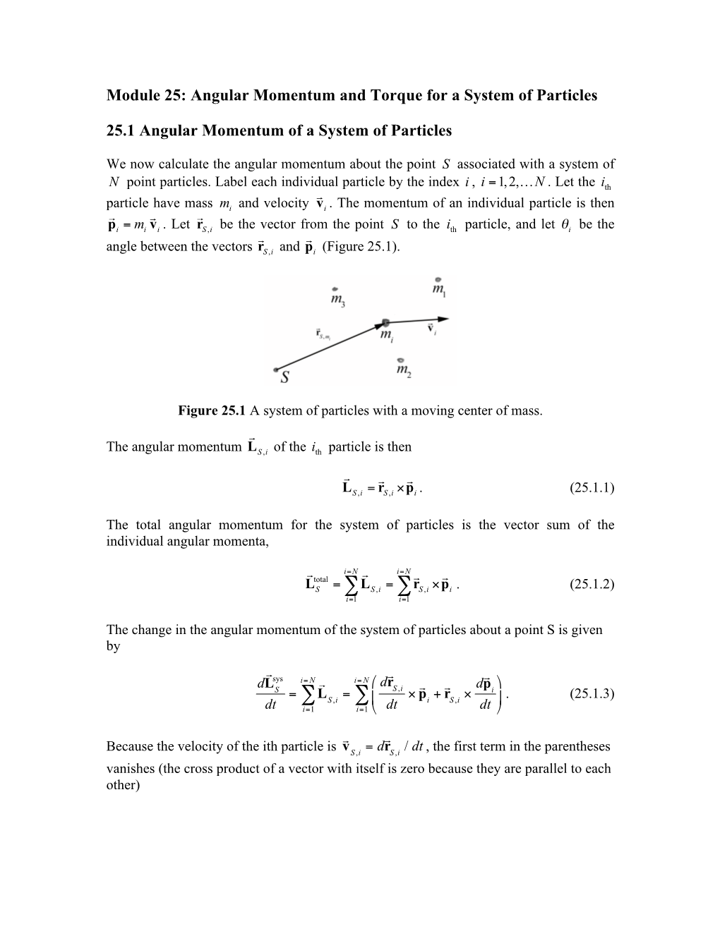 Angular Momentum and Torque for a System of Particles
