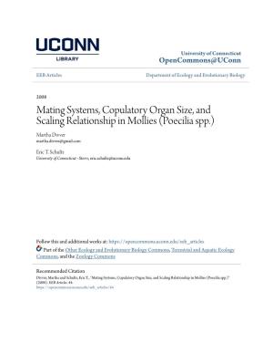 Mating Systems, Copulatory Organ Size, and Scaling Relationship in Mollies (Poecilia Spp.) Martha Divver Martha.Divver@Gmail.Com