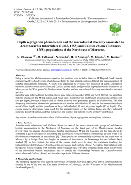 (Linné, 1758) and Callista Chione (Linnaeus, 1758), Populations of the Northwest of Morocco